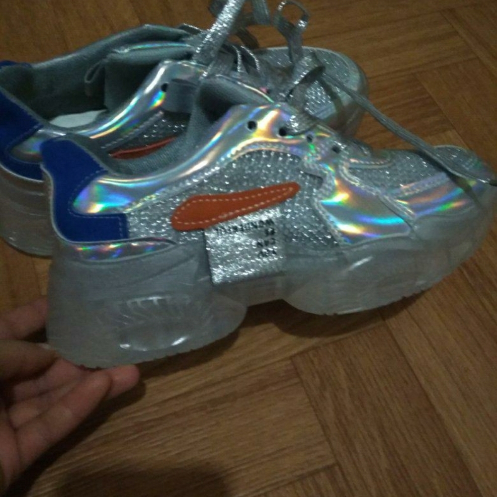 Ladies Transparent Mesh Crystal Sneakers - Picture 8 of 10